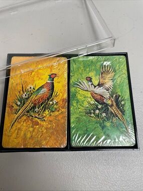 2 VTG Decks Playing Cards SEALED Pheasants Quails Birds Merrigold Press W Case